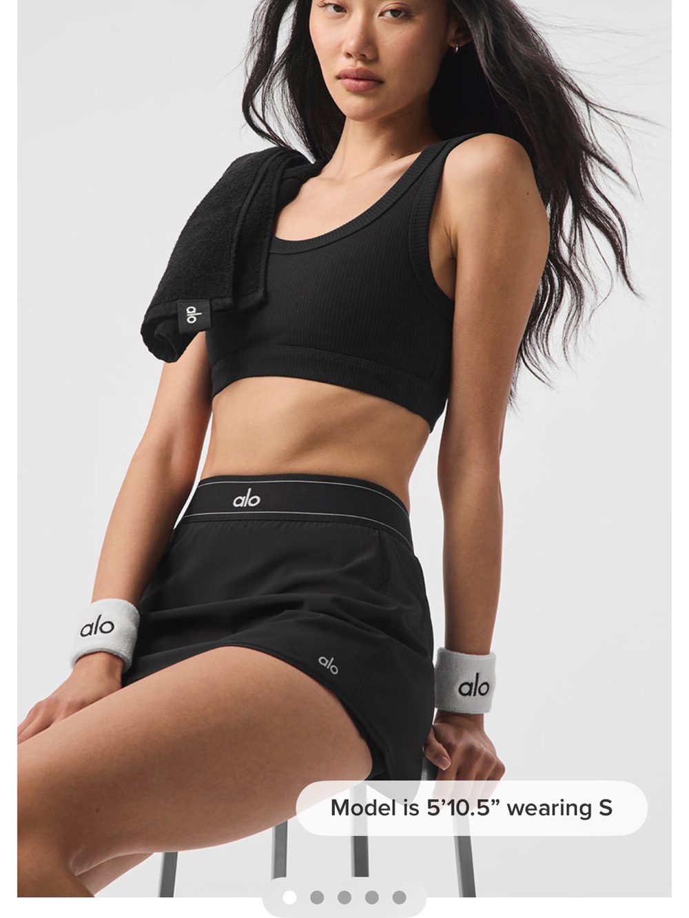 ALO Yoga Black Ribbed Scoop Sports Bra